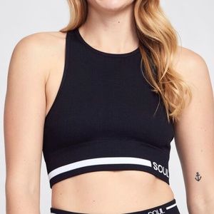 Soul by SoulCycle Black Longline Ribbed Sports Bra - L - NWT